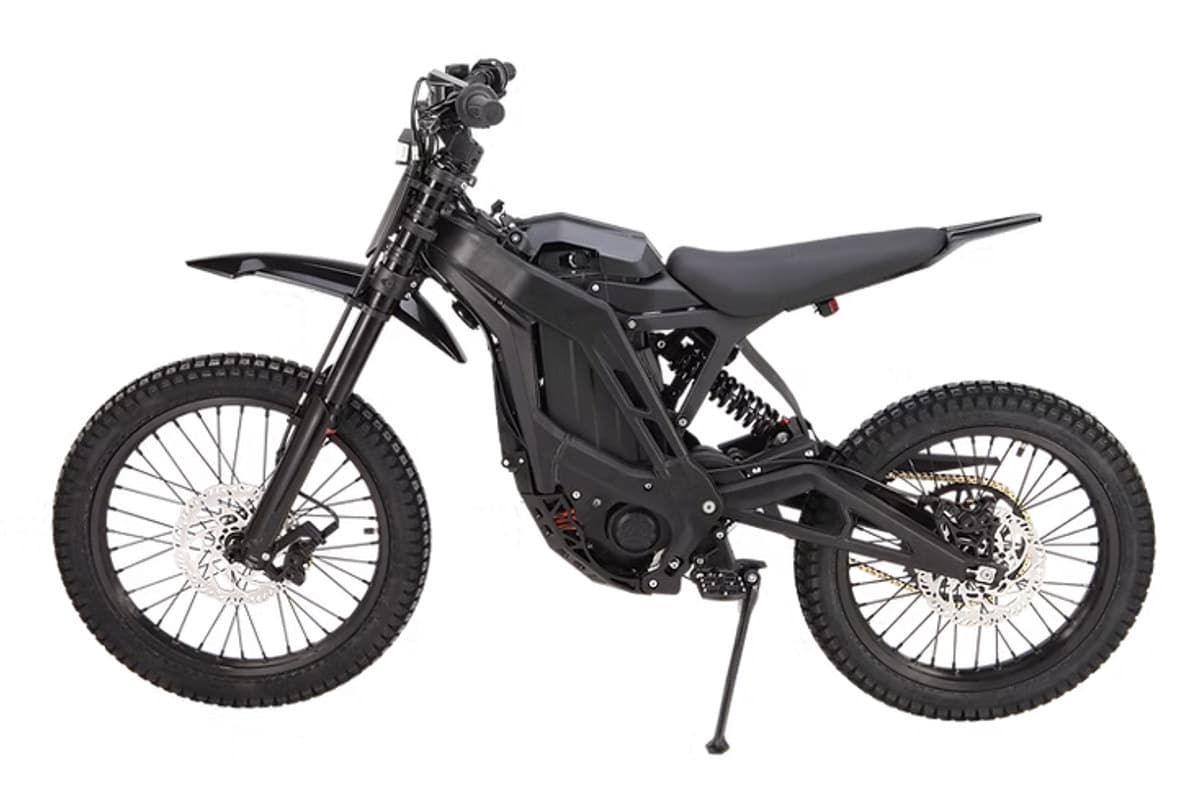 E-Ride Pro SS 3.0 electric dirt bike in black, left-side studio profile on a white background