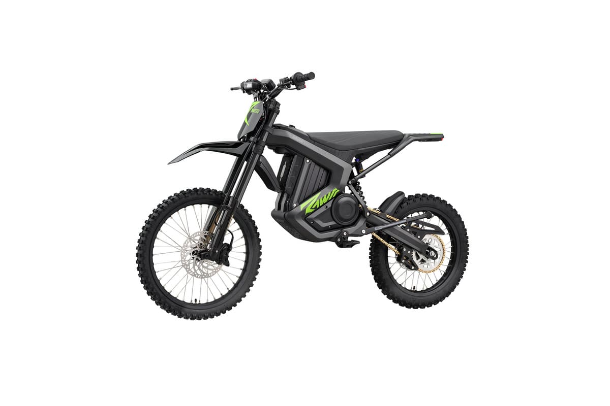 Rawrr Mantis X Pro studio view from the opposite side, showing the rear linkage, chain drive and disc brakes
