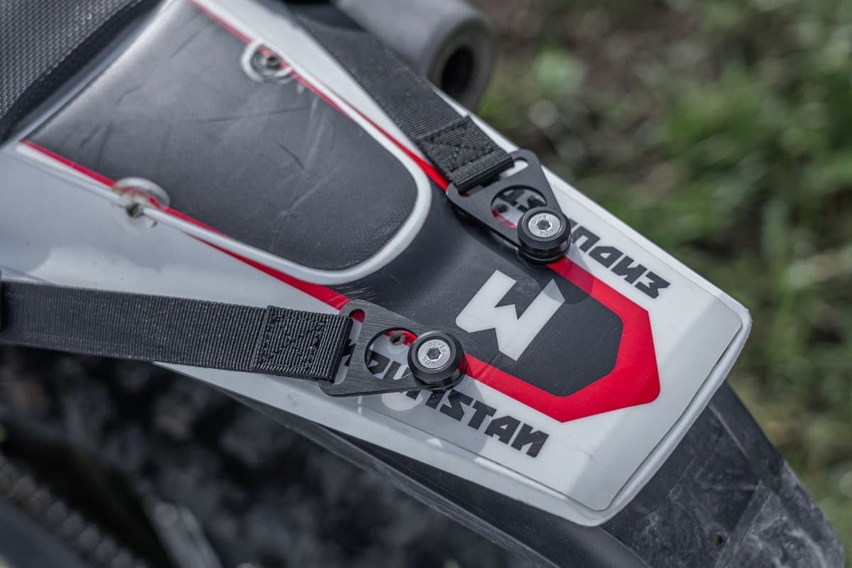 Blizzard 2 Anchor-Lock mounting points bolted to a rear fender