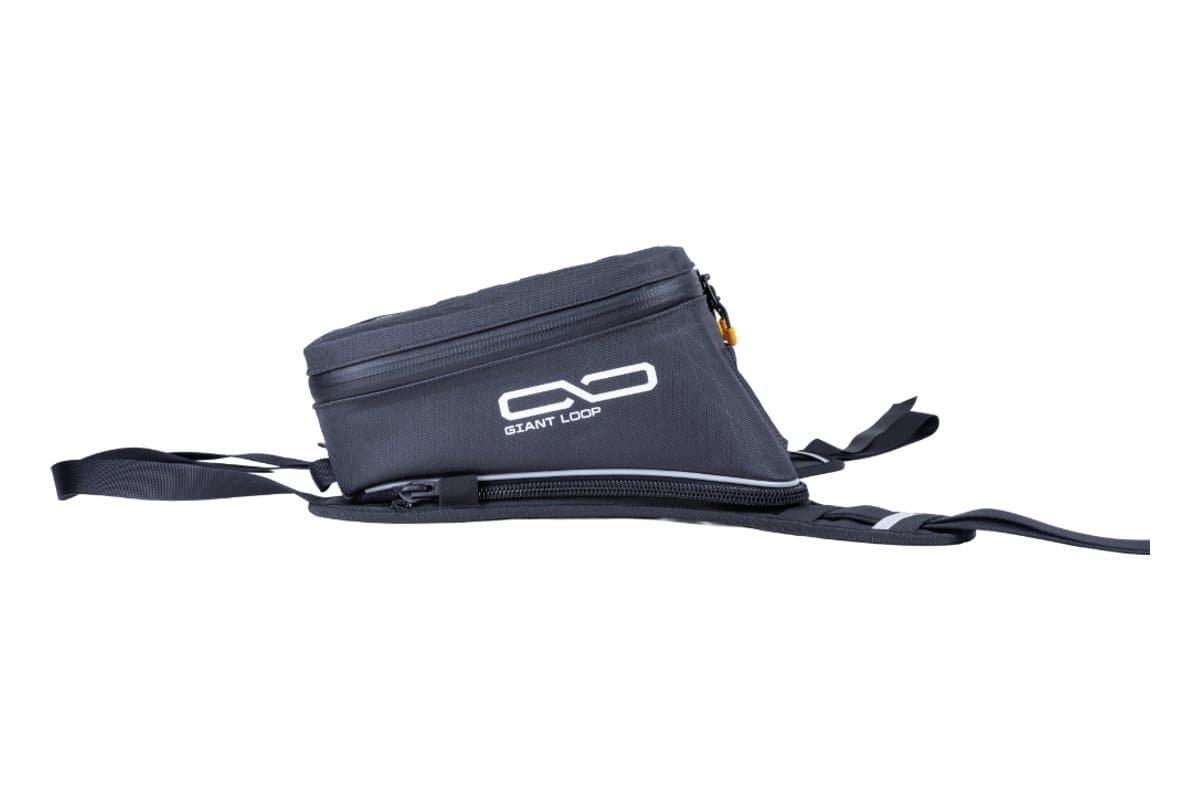 Diablo tank bag from the side, showing the tapered profile