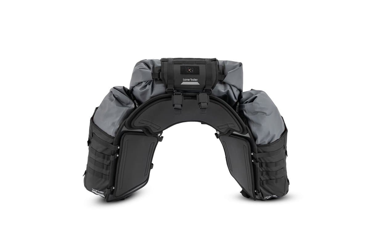 ADVBags 70 from the rear showing the curved base plate