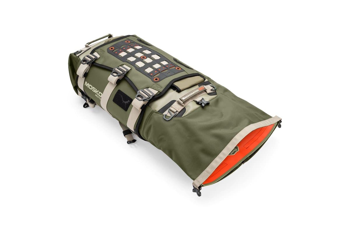 Backcountry 30L with one roll-top end unrolled