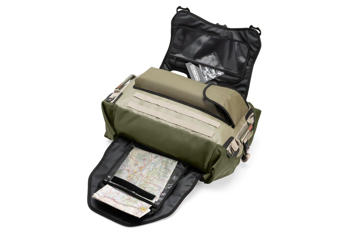 Backcountry 30L beavertail opened to show the map pocket