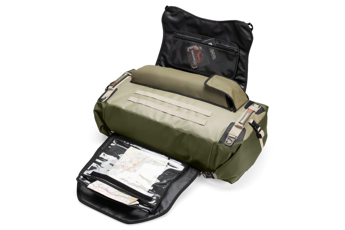Backcountry 40L beavertail opened to show the map pocket