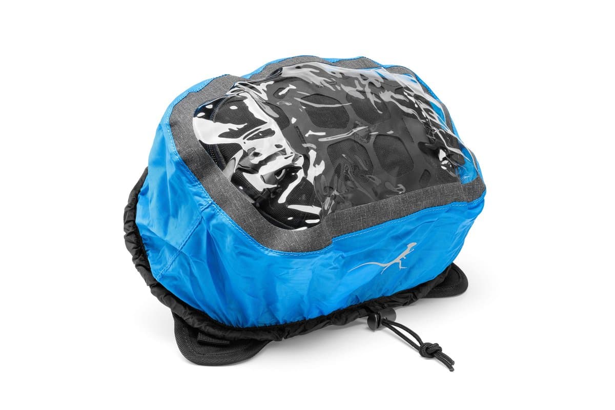 Gnome Tank Bag under its rain cover