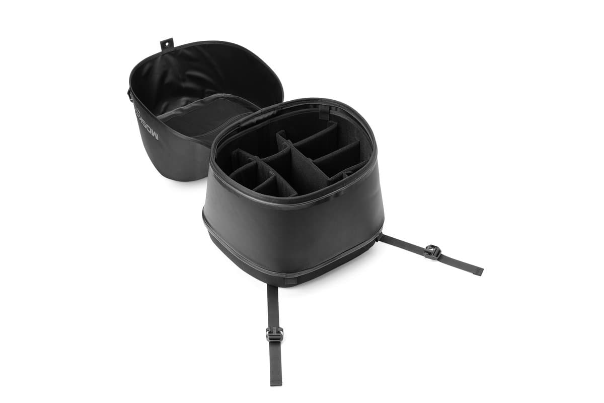 Hood Tail Bag with the lid open showing the internal dividers
