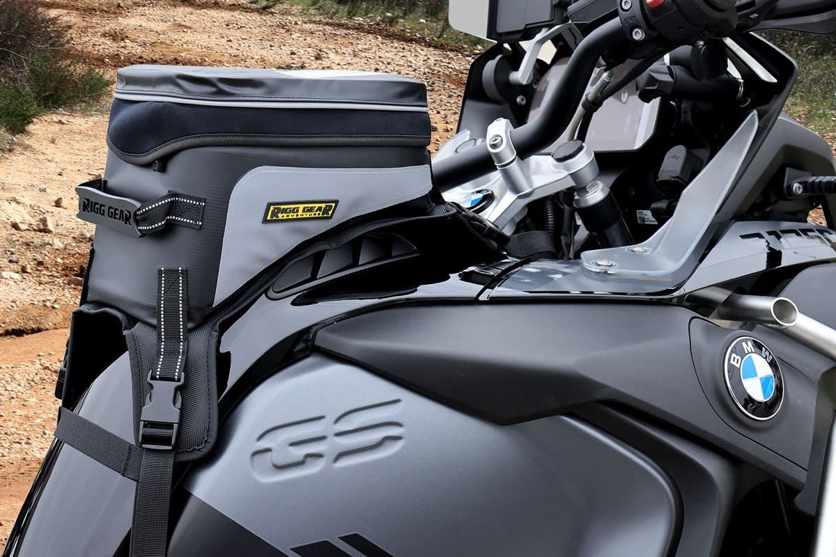 Hurricane Adventure Tank Bag strapped to a BMW GS tank