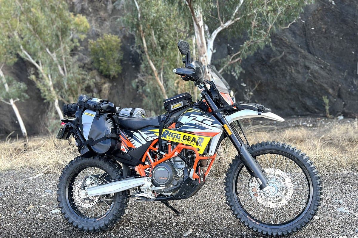 KTM 690 with Hurricane Dual Sport Saddlebags fitted, side view