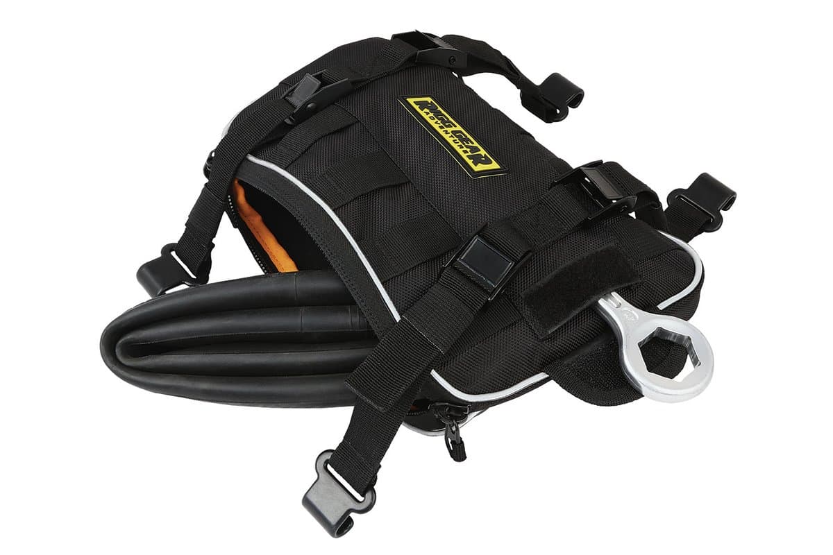Front Fender Bag carrying a spare tube and a wrench