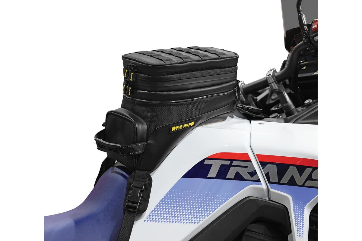 Grand Adventure Tank Bag mounted on a Honda Transalp tank