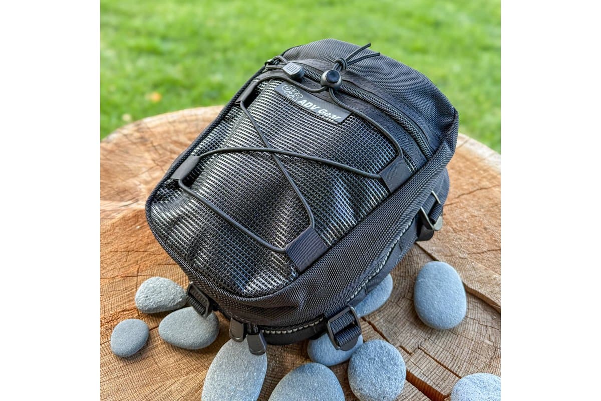Sherpa tail bag top with mesh lid pocket and shock cord