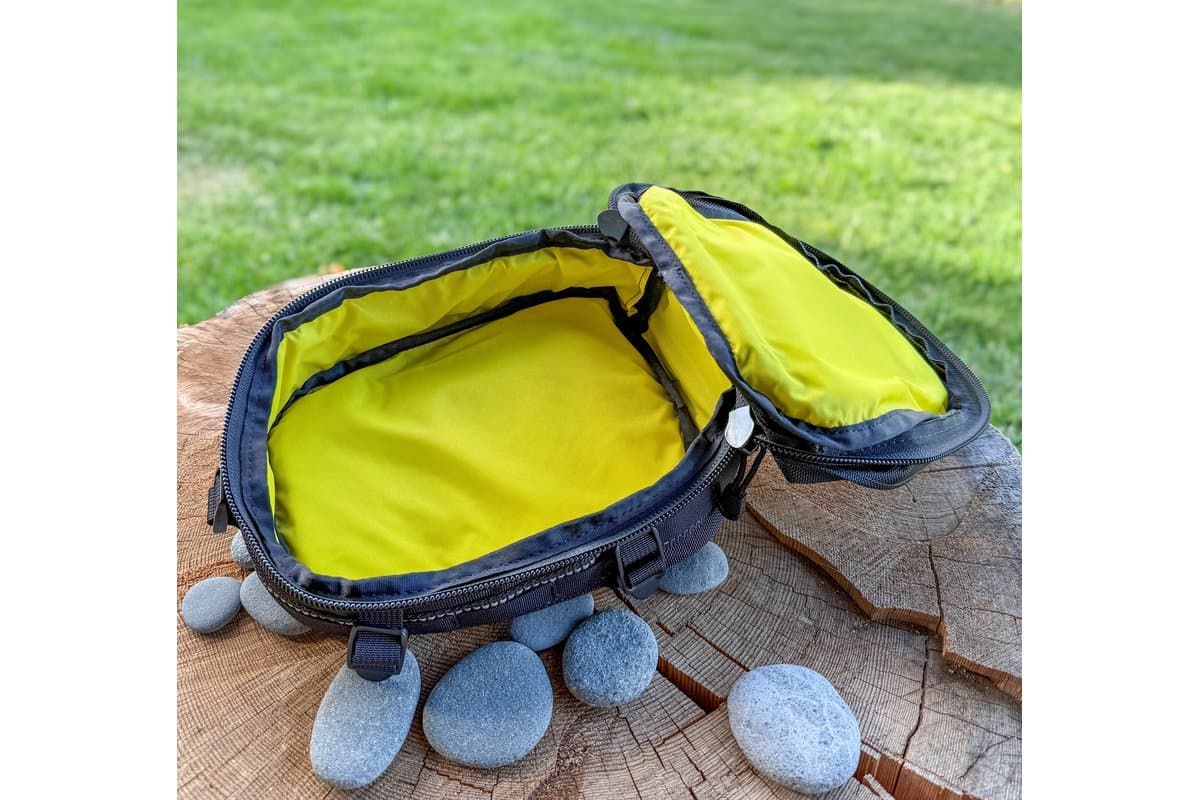 Sherpa opened, showing the yellow interior