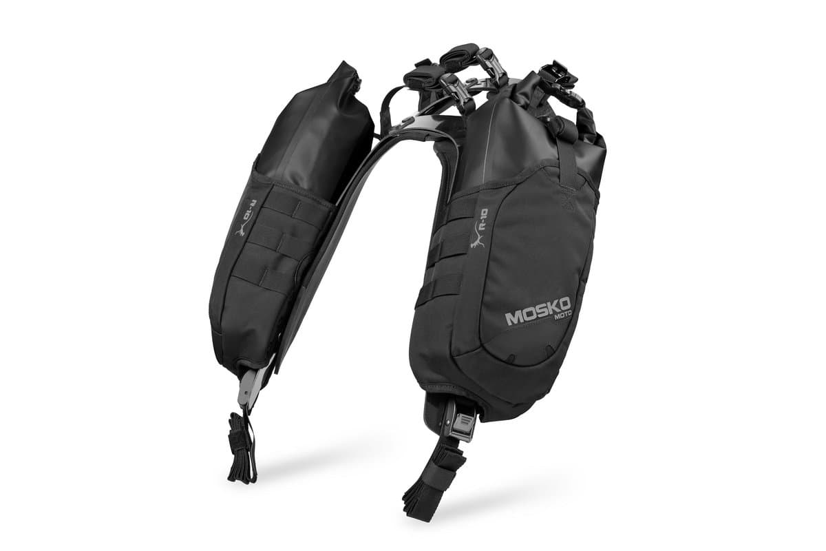 Mosko Moto Reckless 10L V2.0 in Triple Black, studio shot