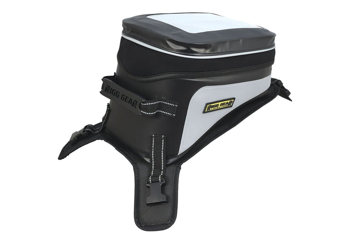 Nelson-Rigg Hurricane Adventure Tank Bag, black and grey, on white