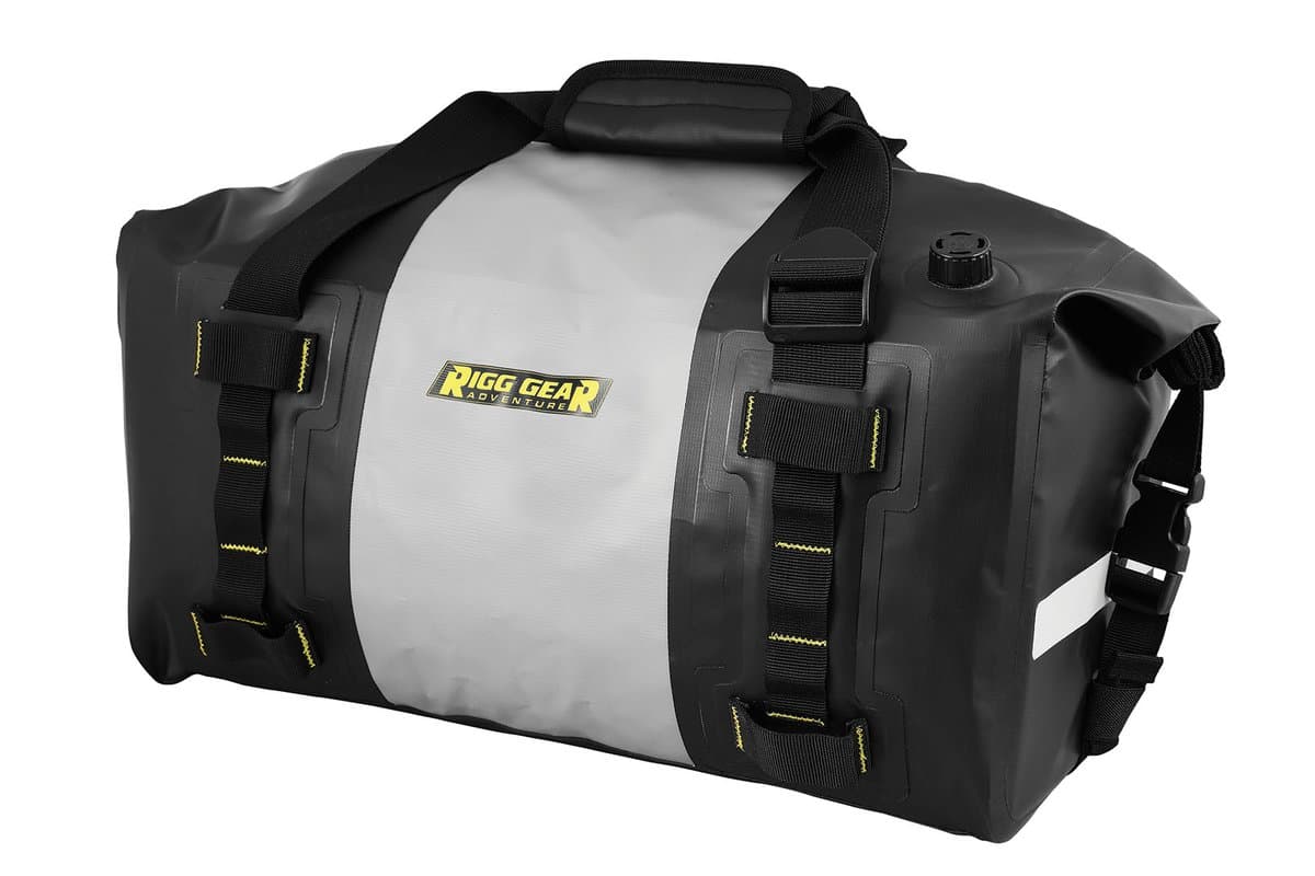 Nelson-Rigg Hurricane Dry Duffle Bag, black and grey, on white