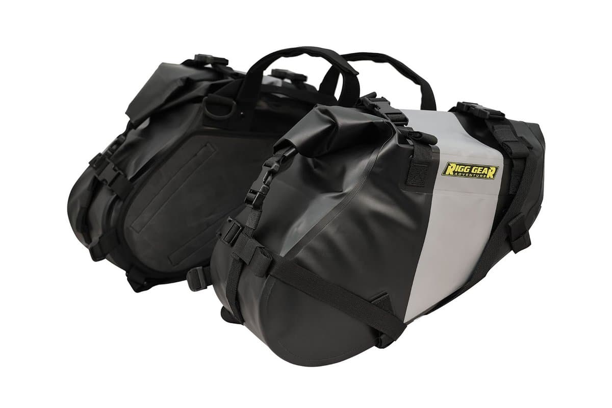Nelson-Rigg Hurricane Dual Sport Saddlebags, pair of black and grey roll-top bags