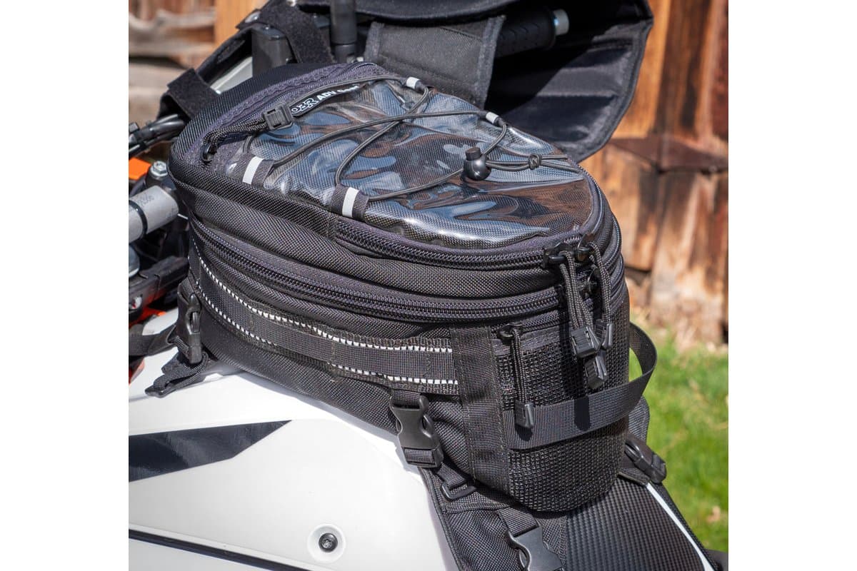 OBR Big Sky tank bag mounted on the tank of a KTM adventure bike