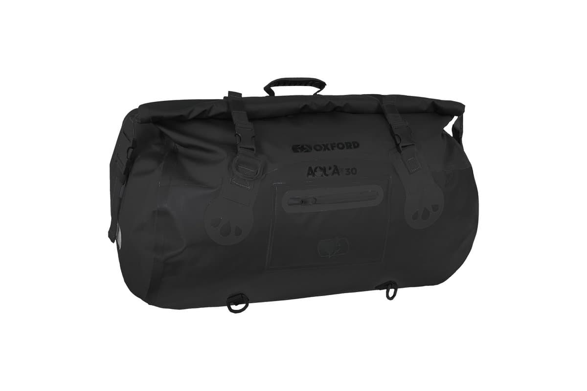 Oxford Aqua T-30 roll bag in black, three-quarter view