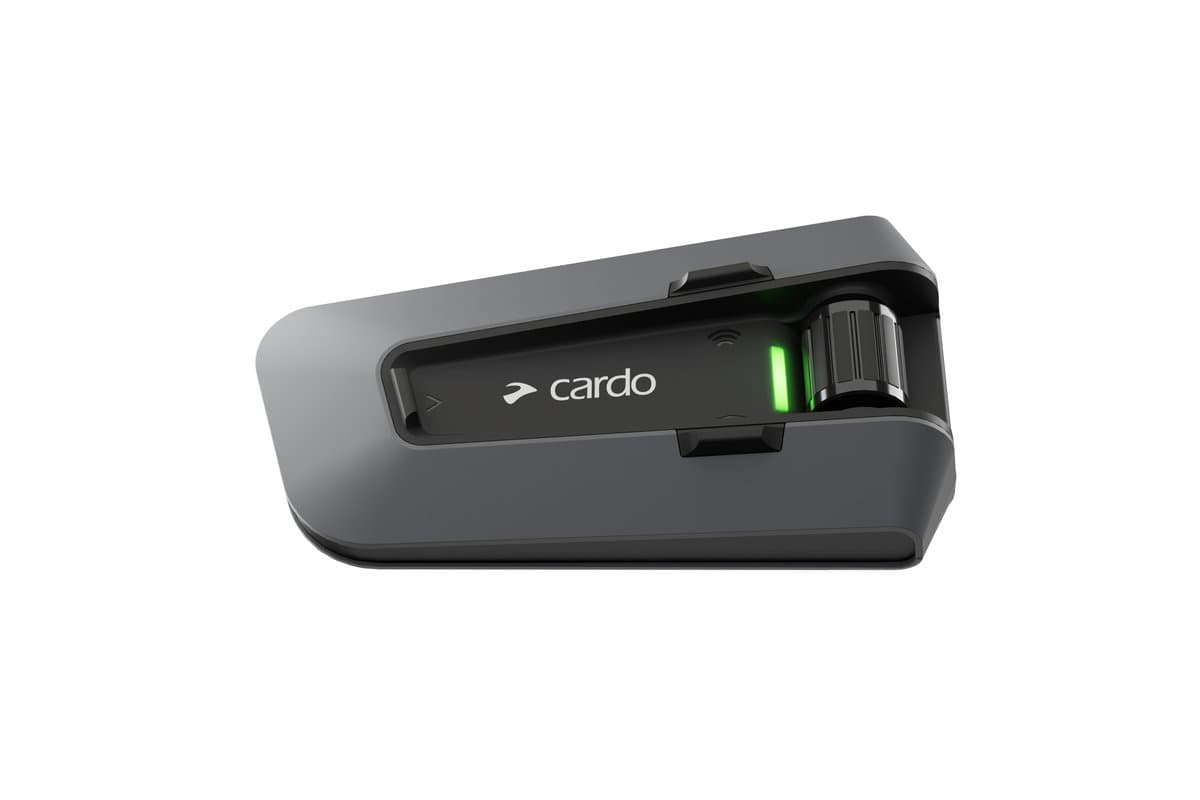 Cardo Packtalk Edge unit, dark grey, studio shot on white