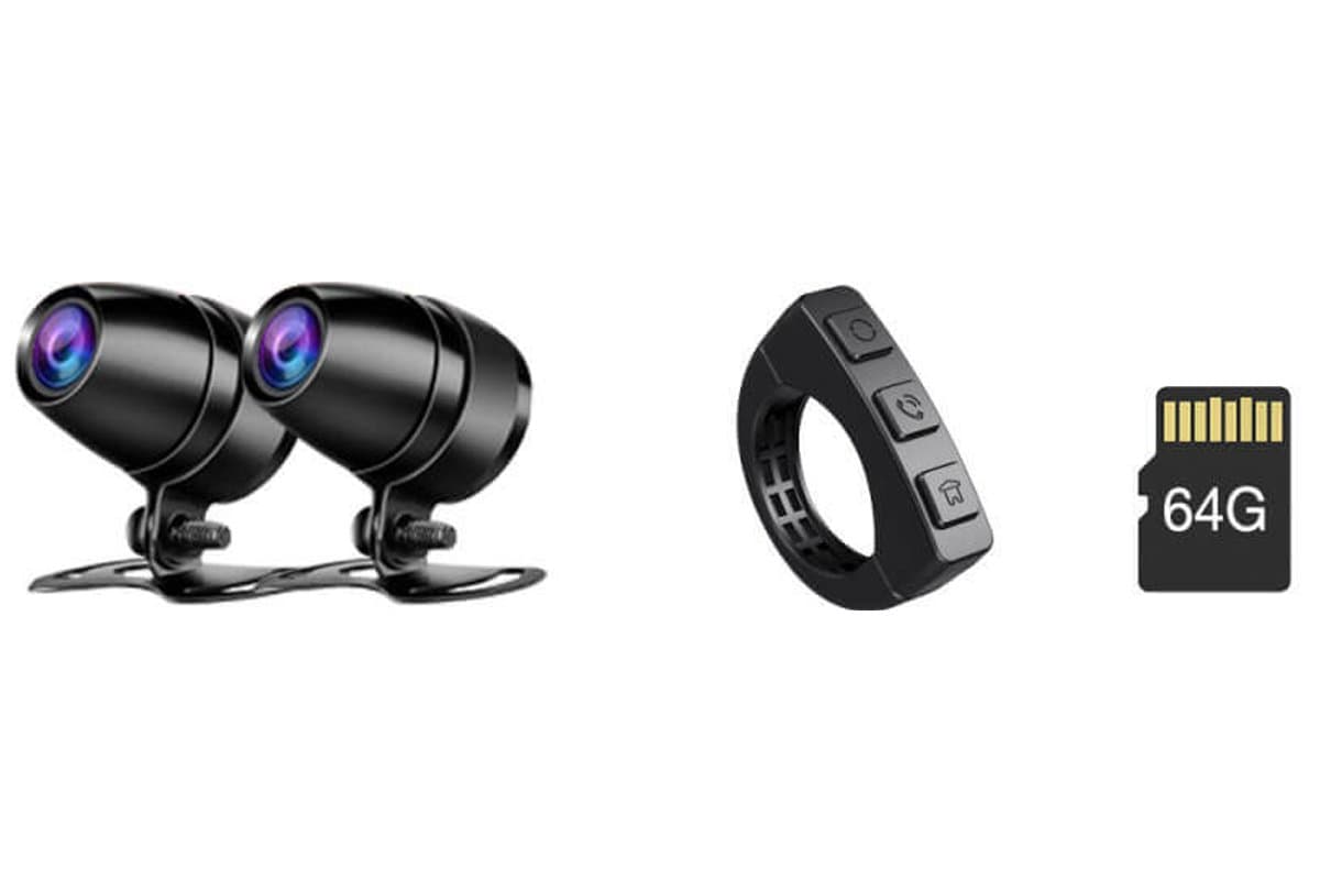 The W603D's included front and rear bullet cameras, handlebar button controller and 64 GB microSD card