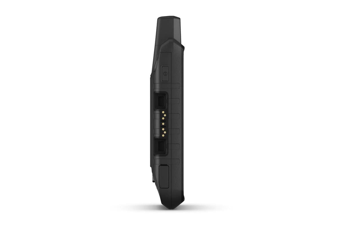 Side profile of the Garmin Montana 710i showing the charging contacts