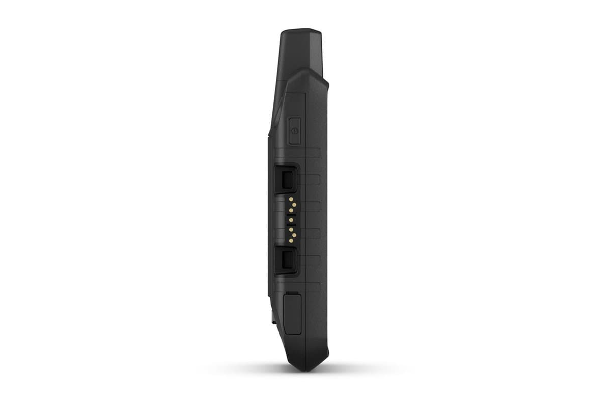 Side profile of the Garmin Montana 760i showing the charging contacts