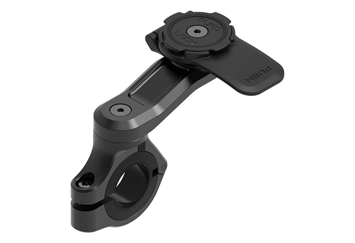 Quad Lock Handlebar Mount PRO, black aluminium bar clamp and extension arm with the twist-lock head