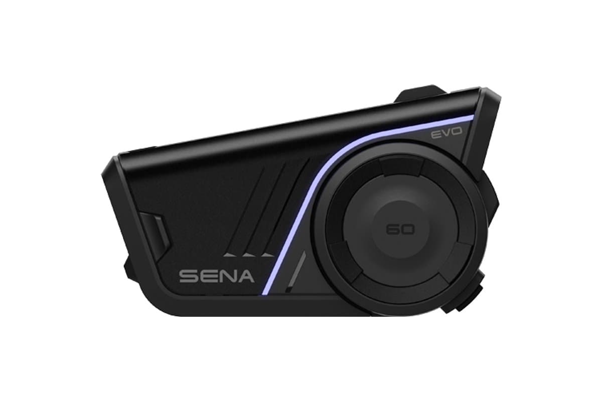 Sena 60S EVO main unit, black, front view with antenna folded
