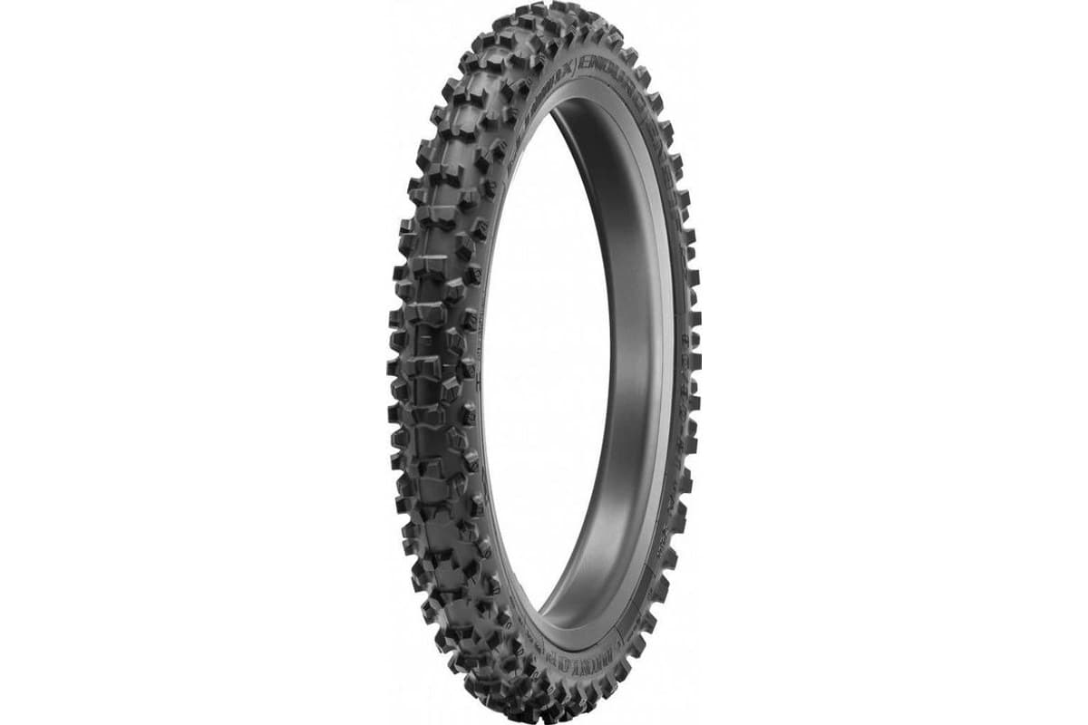 Dunlop Geomax EN91: front tire in three-quarter view with a grey inner carcass, ENDURO EN91 moulded into the sidewall