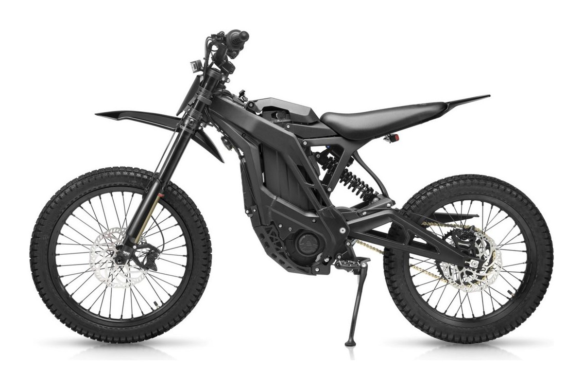 E-Ride Pro SS 2.0 electric dirt bike in black, right-side studio profile on a white background