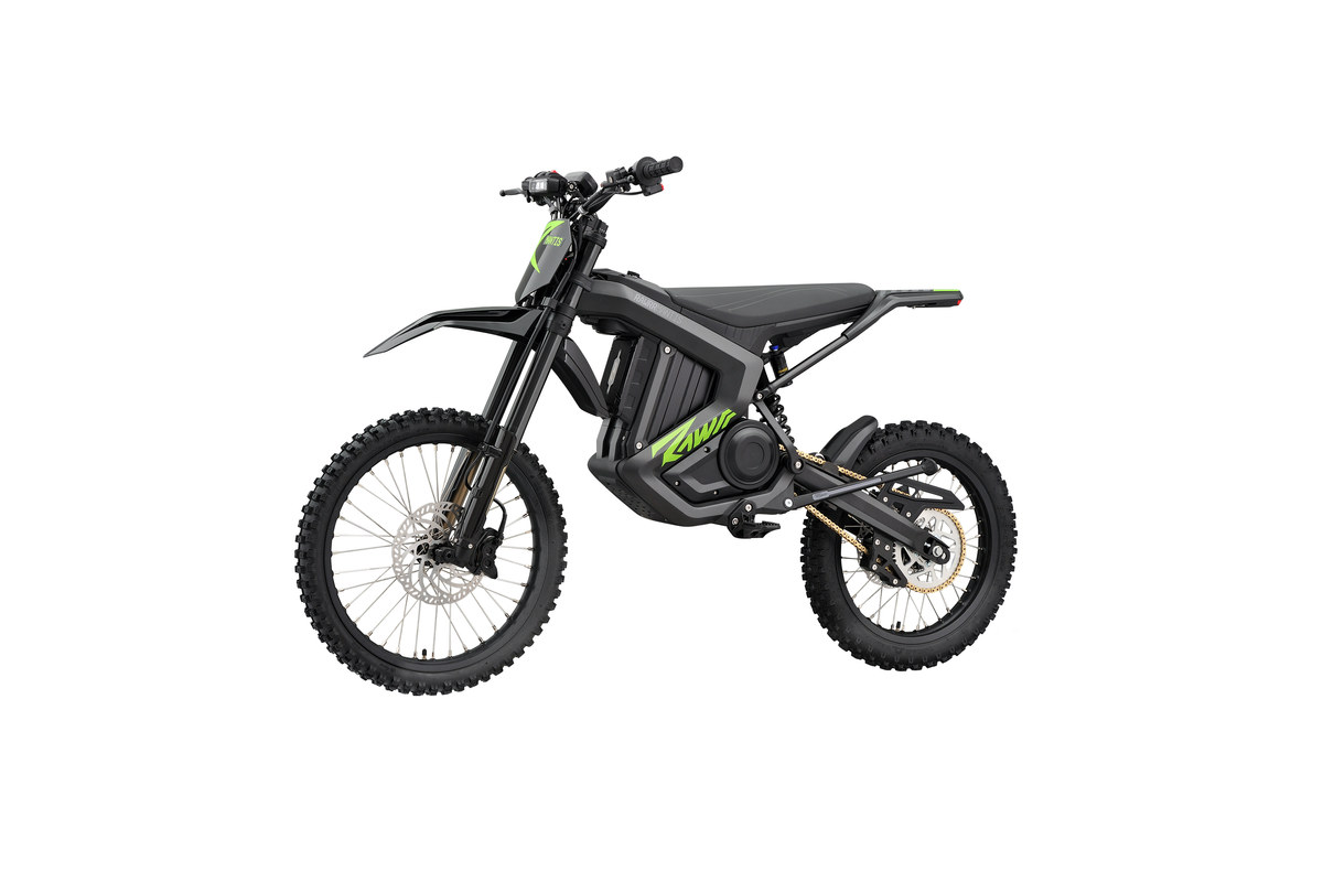 Rawrr Mantis X Pro studio view from the opposite side, showing the rear linkage, chain drive and disc brakes