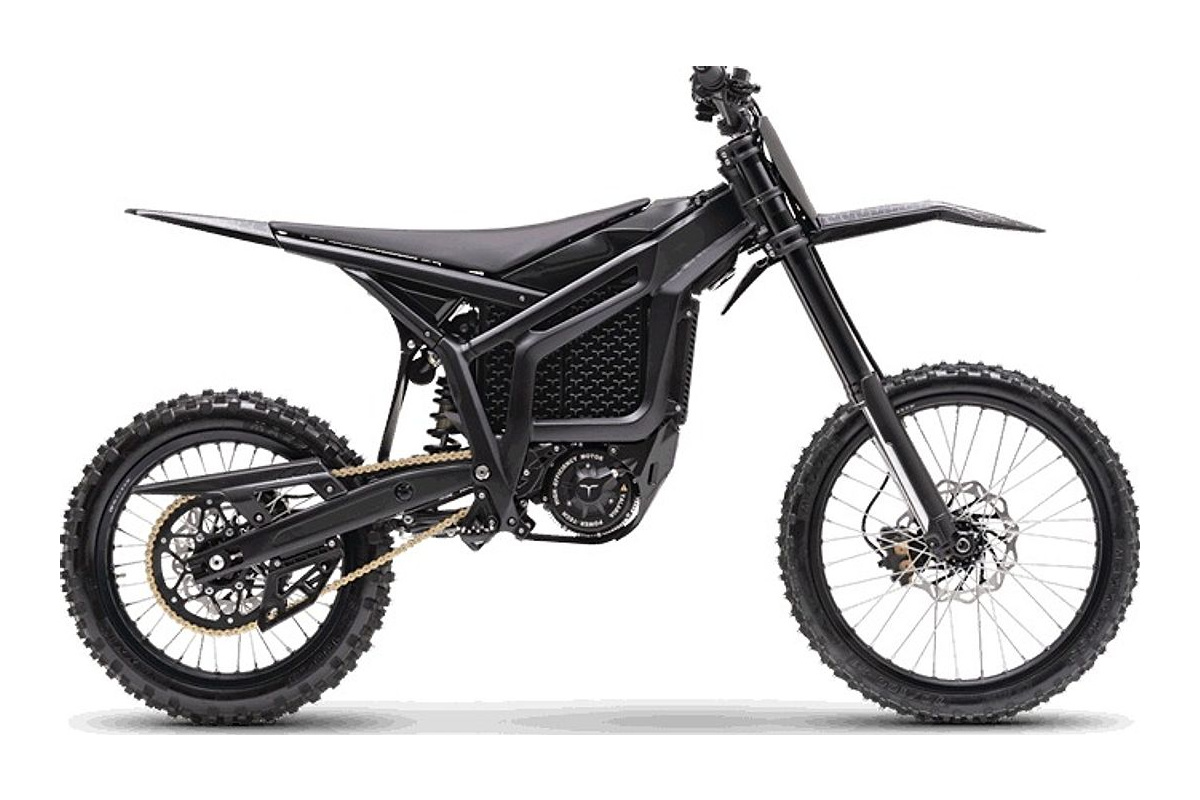 2026 Talaria Komodo electric dirt bike in black, right-side profile render on a white background