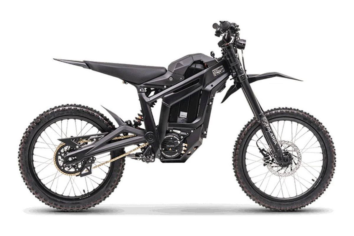 Talaria Sting MX5 Pro electric dirt bike in black, right-side studio profile on a white background