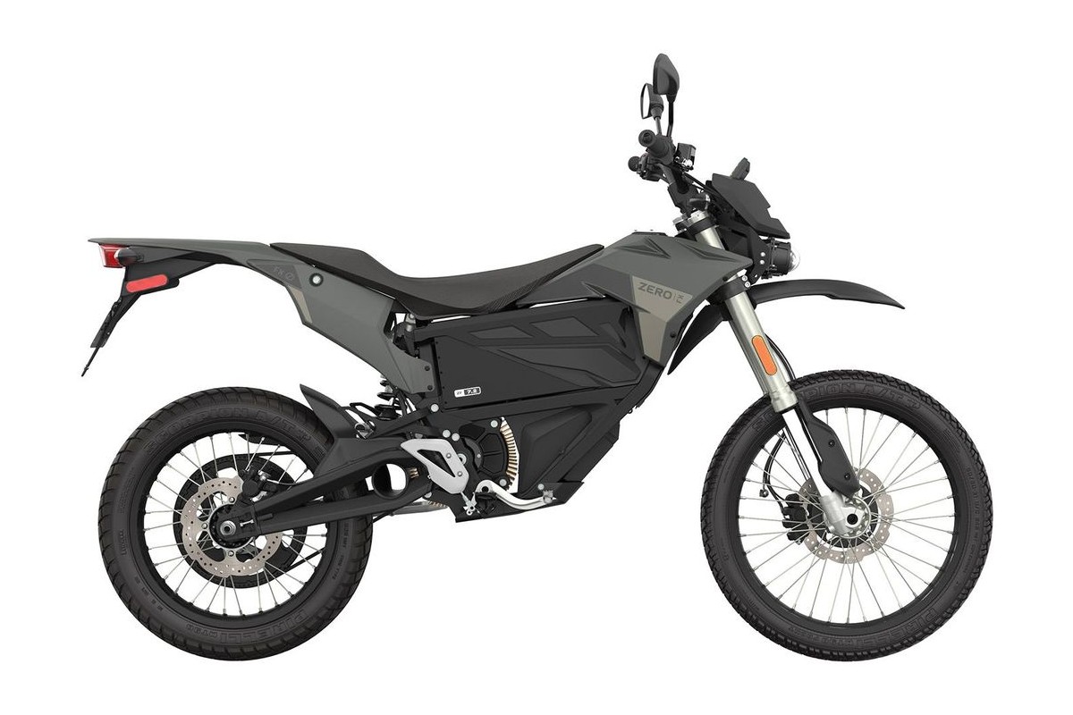 2026 Zero FX electric dual sport in grey, right-side studio profile on a white background